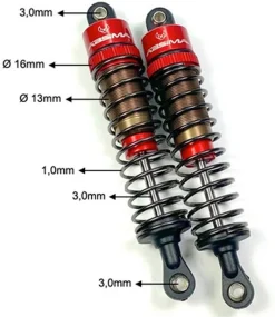 Absima 2330043Aluminium Standard Stoßdämpfer 1:10, Einbaulänge 85m