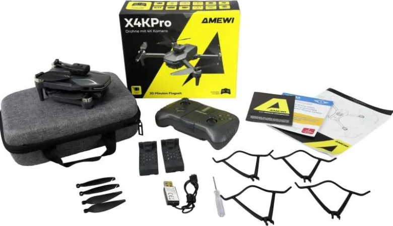 AMEWI 25363AMXFlight X4KPro Brushless-Drohne mit Kamera inkl. 2 Akkus