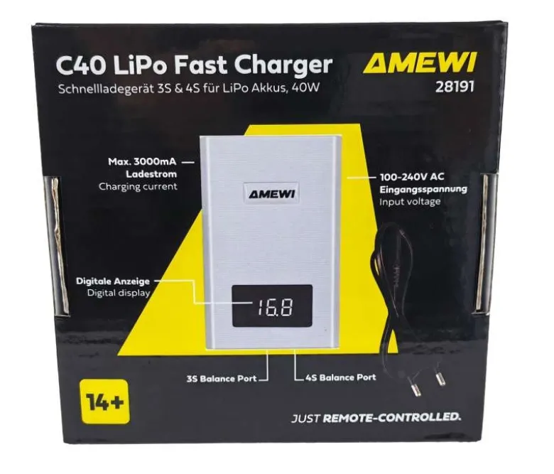 AMEWI 28191C40 Schnellladegerät 3-4S LiPo 40W