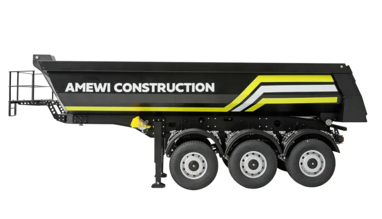 AMEWI 22736Dreiachs-Sattelauflieger mit Kippmulde, Metall 1:14 schwarz