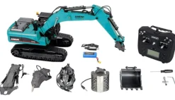 AMEWI 22748G705E Bagger Metall 1:14 RTR petrol