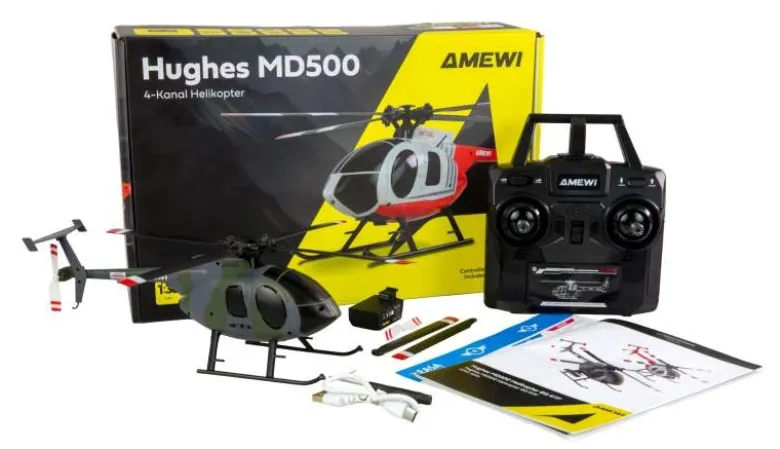 AMEWI 25353Hughes MD500 Helikopter Militär 4-Kanal 6G RTF, grau