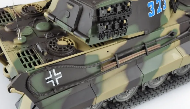 AMEWI 23053Königstiger Henschel-Turm 1:16 Panzer Professional Line Rauch, Sound, Metallketten, Laufräder, Getriebe, Holzkiste