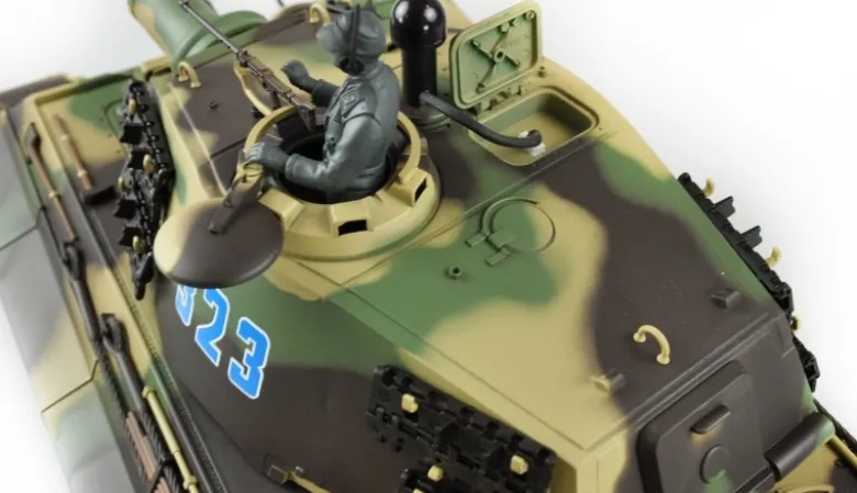 AMEWI 23053Königstiger Henschel-Turm 1:16 Panzer Professional Line Rauch, Sound, Metallketten, Laufräder, Getriebe, Holzkiste