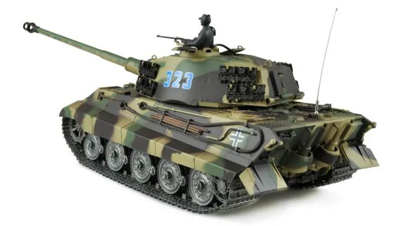 AMEWI 23053Königstiger Henschel-Turm 1:16 Panzer Professional Line Rauch, Sound, Metallketten, Laufräder, Getriebe, Holzkiste