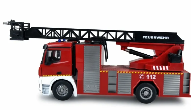 AMEWI 22502Mercedes-Benz AROCS Feuerwehr Drehleiterfahrzeug 1:18 RTR 2,4kg 580mm lang 12 steuerbare Kanäle