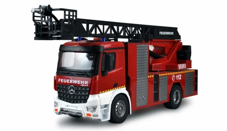 AMEWI 22502Mercedes-Benz AROCS Feuerwehr Drehleiterfahrzeug 1:18 RTR 2,4kg 580mm lang 12 steuerbare Kanäle