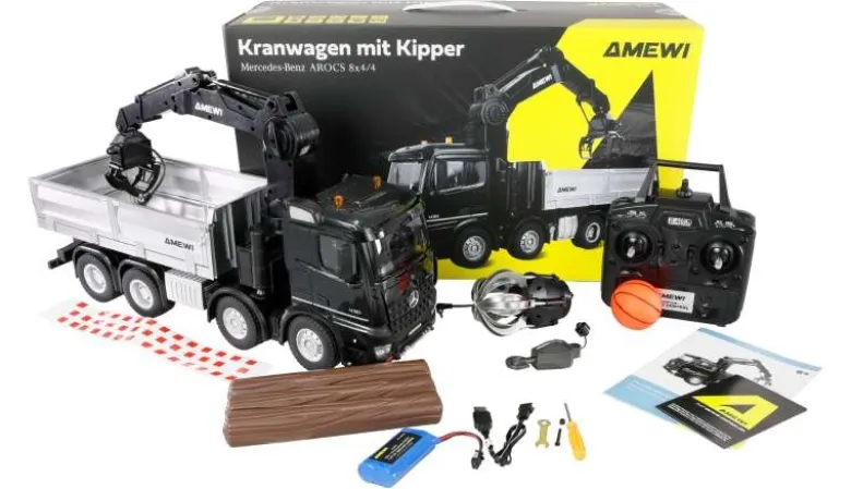 AMEWI 22716Mercedes-Benz Arocs Kranwagen mit Kipper 8x4/4 4WD 1:18 RTR