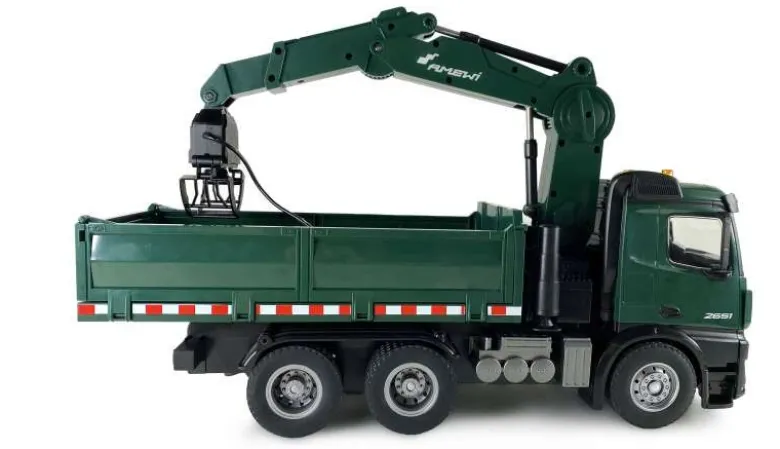 AMEWI 22568Mercedes-Benz Arocs Lizenz Kranwagen mit Kipper RTR grün