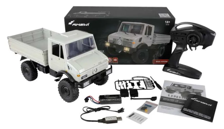 AMEWI 22631Mercedes-Benz Unimog Basic 4WD 1:12 RTR, hellgrau