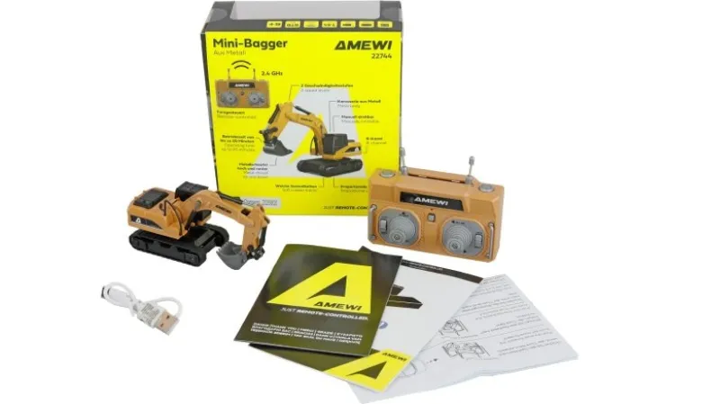 AMEWI 22744Mini-Bagger aus Metall proportional 8-Kanal 1:64 RTR