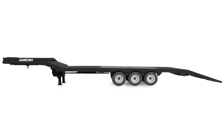 AMEWI 22761Tieflader-Sattelauflieger Dreiachser für Scania 1:18 schwarz Zubehör für AM22760