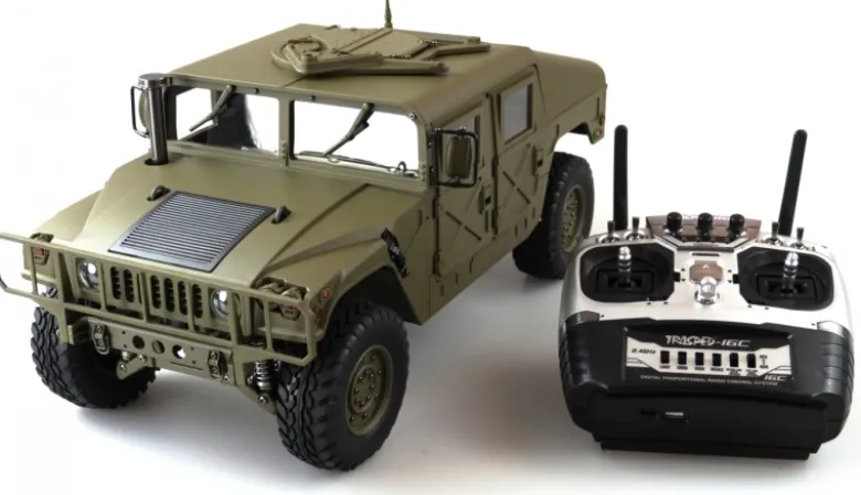 AMEWI 224174x4 U.S. Militär Truck 1:10 Army RTR Teilmetall 5KG 2Gang 16 Kanal Fernsteuerung, Wasserdicht Portalachsen