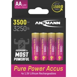 Ansmann 152123Pure Power 3500mAh Li-Ion Akku Mignon AA, 4er Blister