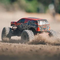 ARRMA ARA3230ST2GORGON 4X2 MEGA 550 Brushed Monster Truck RTR 1:10 rot mit Spektrum S120 USB-C Smart Lader und 8,4V 3300mAh Akku