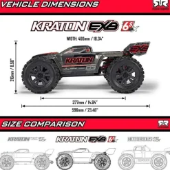 ARRMA ARA8708V6T1KRATON 6S EXB 4x4 Brushless Speed Truck 1/8 RTR, schwarz