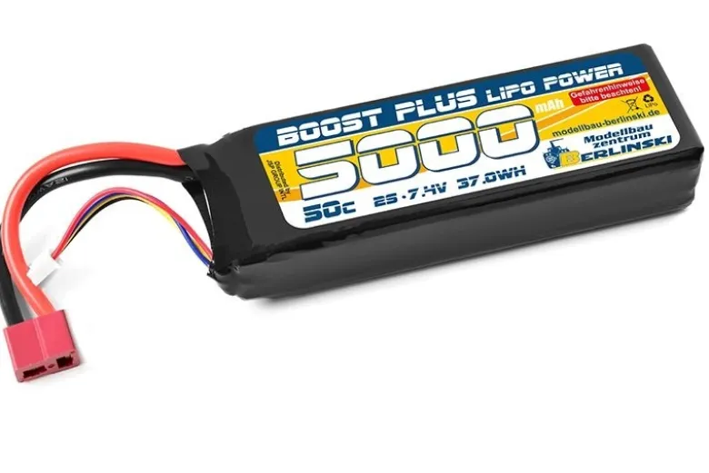 Berlinski by Corally C-49230-D-PLBOOST Lipo Akku 7,4V 50C 5000mAh 2S Softcase T-Stecker 138x44x18mm