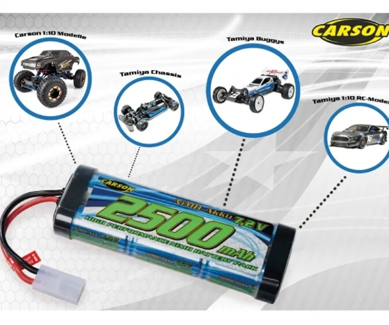Carson 500608222NiMH Race Akku 7,2V 2500mAh (TAM) - Tamiya-Stecker