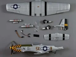 DERBEE DB003PGP-51D Mustang Warbird PNP gelb - 75cm
