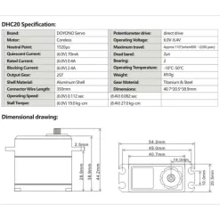 Doyono DHC20Coreless Servo HV 27.0kg/0.082sec bei @8.4V