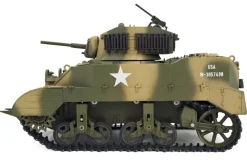 EXHOBBY EXAC01083YB2M5A1 Stuart RC Panzer 1:16, gelb mit Rauch, Laufanhebung, 360-Grad-Turmdrehung, KEIN Schießen
