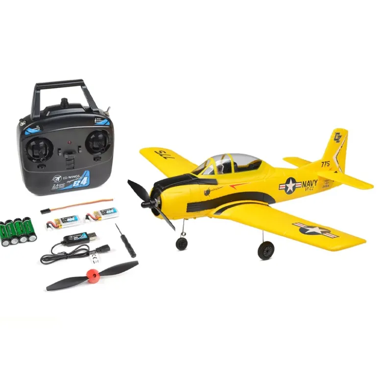 EZ-Wings EZ-038North American T-28 Trojan 450mm, 2.4GHz RTF - gelb inkl. 2x LiPo 3.7V 400mAh & USB Ladegerät