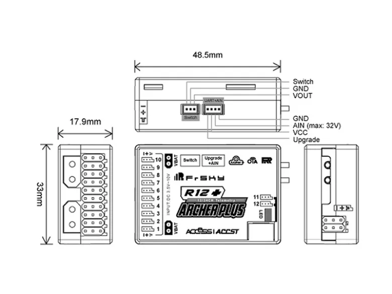 FrSky 2202.321Empfänger Archer Plus R12+ 2,4Ghz