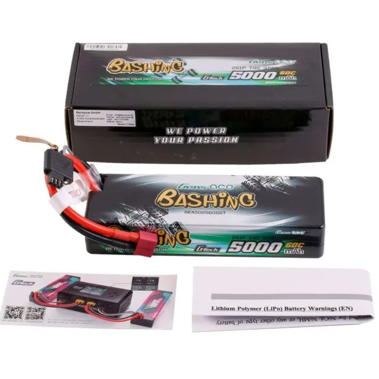 Gens ace GEA502S60DGTBashing LiPo Akku 7.4V 5000mAh 60C 2S1P Hardcase T-Plug