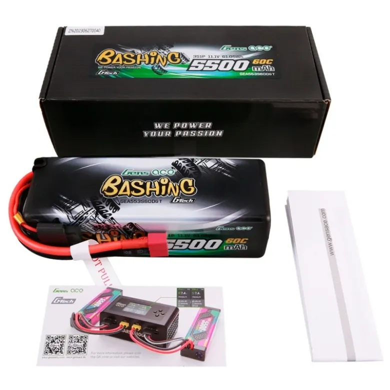 Gens ace GEA553S60DGTG-Tech Lipo Akku 5500mAh 11.1V 3S1P 60C Hardcase, T-Stecker
