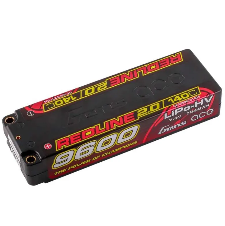 Gens ace GEA96002S14D5Redline 2.0 Serie 9600mAh 7,6 V 140C 2S1P HardCase HV Lipo