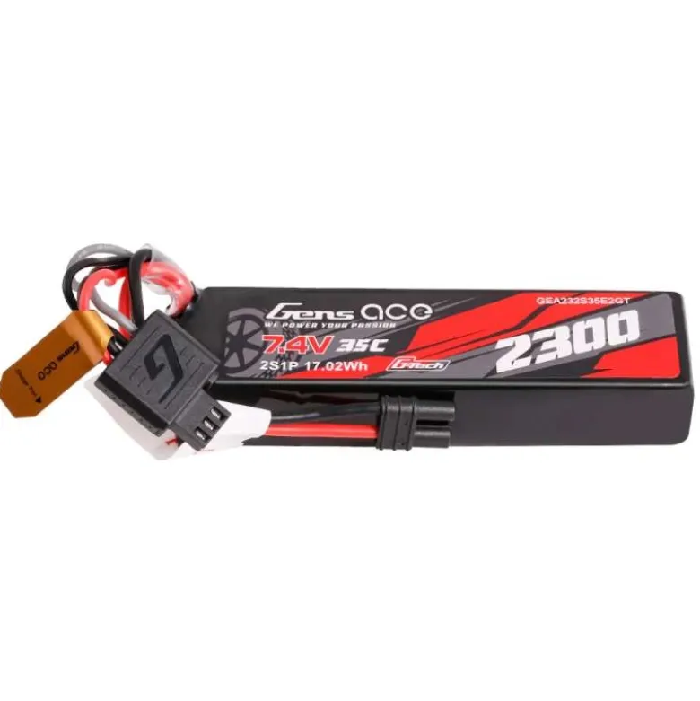 Gens ace GEA232S35E2GTG-tech Lipo Akku 2300mAh 2S 35C 7.4V Softcase, iEC2-Stecker passend für Arrma Grom Serie