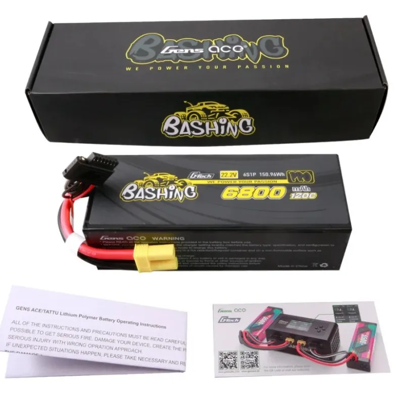 Gens ace GEA686S12E5GTG-Tech 6800mAh 22.2V 120C 6S1P Lipo Akku mit EC-5 Stecker Perfekt für Arrma 6S Fahrzeuge
