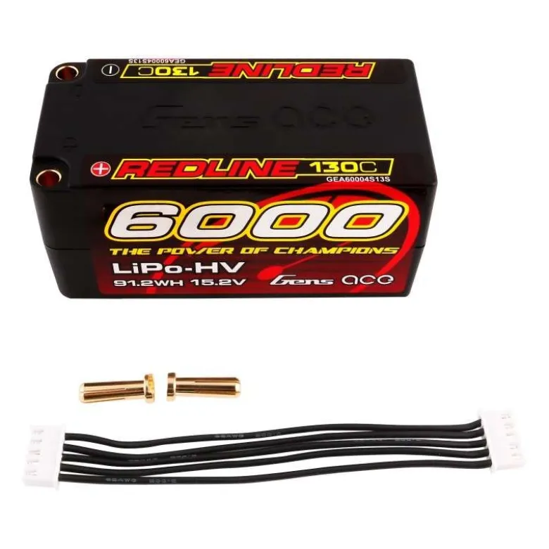 Gens ace GEA60004S13SRedline HV LiPo Akku 4S2P 6000mAh 15.2V 130C, Shorty 5mm