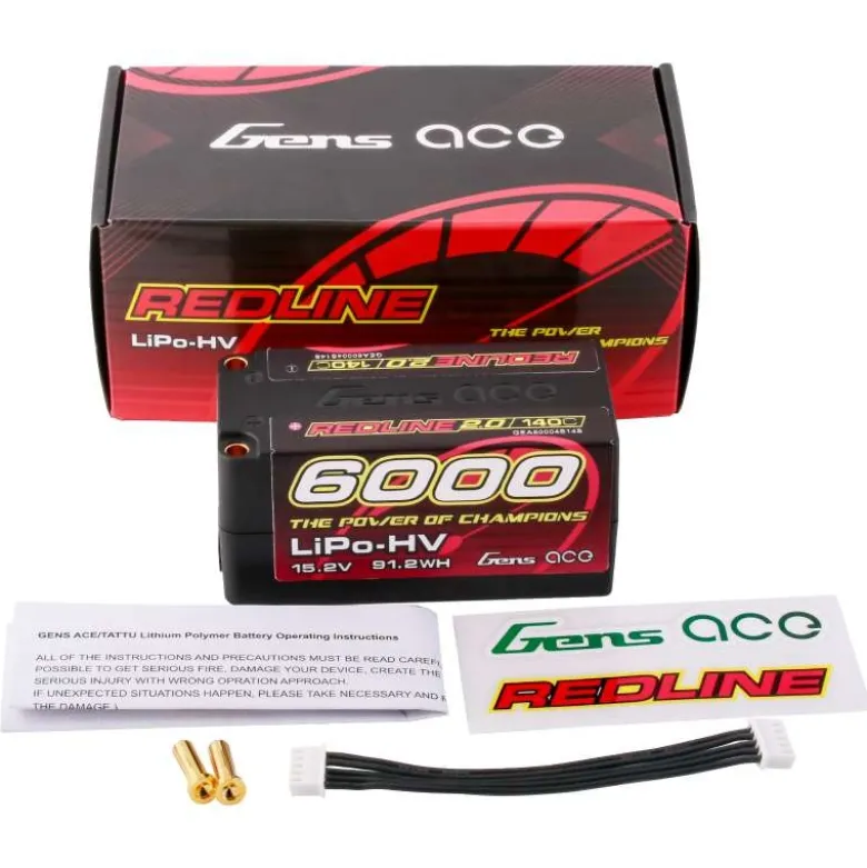 Gens ace GEA60004S14SRedline 2.0 HV Lipo Akku 6000mAh 15.2V 140C 4S2P Hardcase Short-size