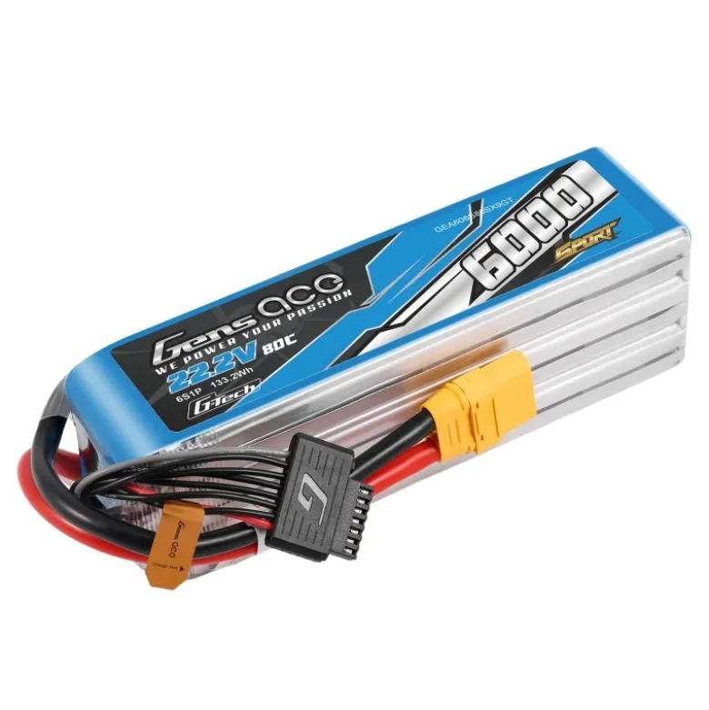 Gens ace GEA606S80SX9GTLiPo Akku G-Tech 6000mAh 22.2V 80C 6S1P, mit XT90 Stecker Softcase, speziell für die 700er Klasse Helikopter