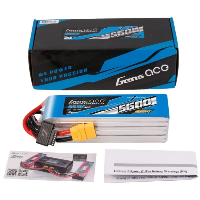 Gens ace GEA566S80SX9GTSport LiPo-Akku G-Tech 5600mAh 22.2V 80C 6S1P - XT90-Stecker für 700 Helikopter