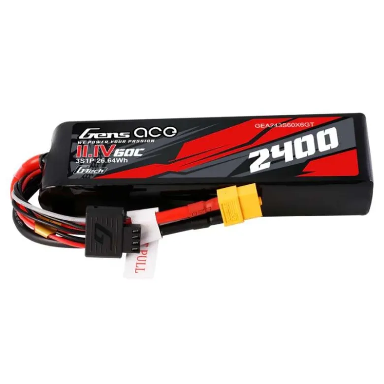 Gens ace GEA243S60X6GTG-Tech LiPo-Akku 2400mAh 11.1V 60C 3S1P, mit XT60-Stecker