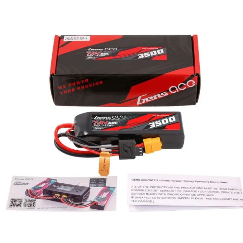 Gens ace GEA352S60X6GTLiPo Akku 3500mAh 7.4V 2S1P 60C XT60 G-Tech für Traxxas Mini Maxx und Mini XRT