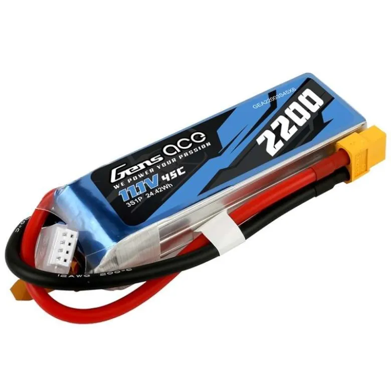 Gens ace GEA223S45X6GTLiPo Akku 2200mAh 3S1P 11,1V 45C XT60-Stecker - G-Tech