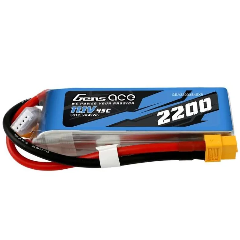 Gens ace GEA223S45X6GTLiPo Akku 2200mAh 3S1P 11,1V 45C XT60-Stecker - G-Tech