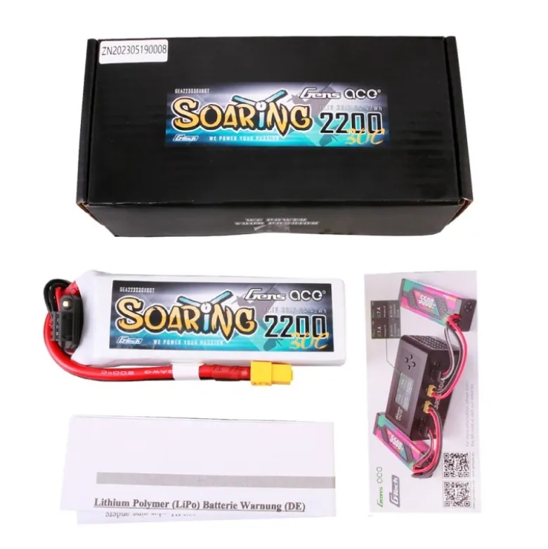Gens ace GEA223S30X6GTSoaring LiPo Akku 2200mAh 11.1V 30C XT60-Stecker - G-Tech