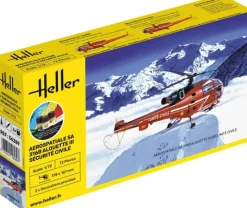 Heller 56289STARTER KIT Alouette III Sécurité Civile Plastikbausatz 1:72 inkl. Kleber, Pinsel und Hauptfarben