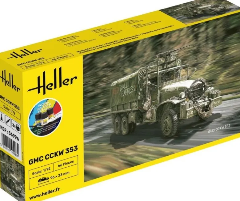 Heller 56996STARTER KIT GMC CCKW 353 Plastikbausatz in 1:72 inkl. Kleber, Pinsel und Hauptfarben