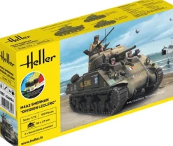 Heller 56894STARTER KIT M4A2 Sherman 'Division Leclerc' in 1:72 inkl. Kleber, Pinsel und Hauptfarben
