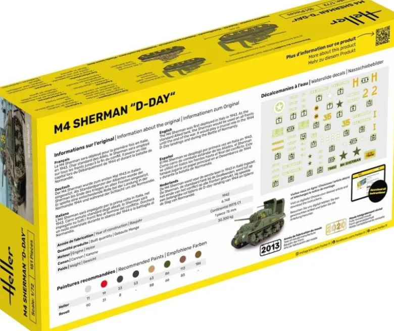 Heller 56892STARTER KIT M4 Sherman D-Day Plastikbausatz in 1:72 inkl. Kleber, Pinsel und Hauptfarben