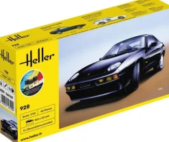 Heller 56149STARTER KIT Porsche 928 Plastikbausatz in 1:43 inkl. Kleber, Pinsel und Hauptfarben