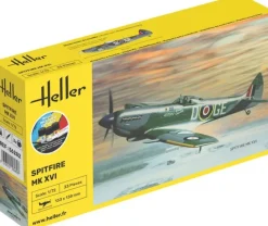 Heller 56282STARTER KIT Spitfire MK XVI Plastikbausatz in 1:72 inkl. Kleber, Pinsel und Hauptfarben