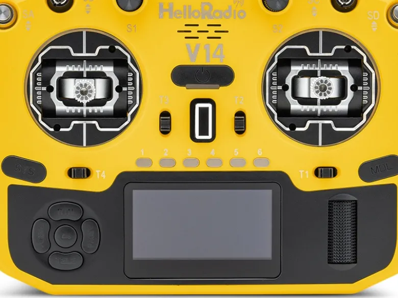 HelloRadio HR1032V14 MAX OLED 2,4GHz - ELRS LBT M2 Fernsteuerung gelb, schwarz