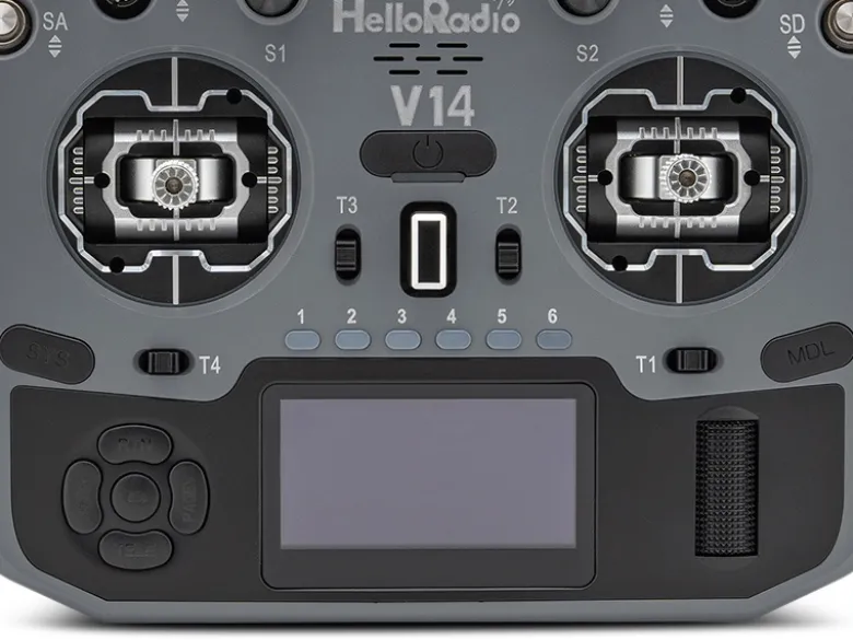 HelloRadio HR1046V14 MAX OLED 2,4GHz - 4in1 LBT M2 Fernsteuerung grau, schwarz