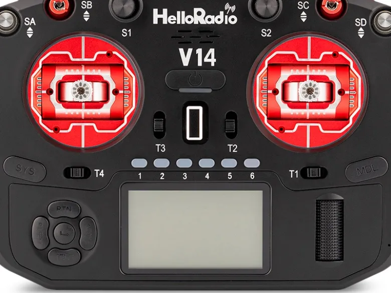 HelloRadio HR1069V14 MAX R9 OLED 2,4GHz ELRS LBT M2 Fernsteuerung schwarz, rot
